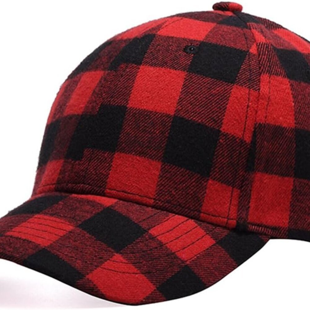 Plaid Print Baseball Cap Soft Blend Checked Print Outdoor Hat Cap